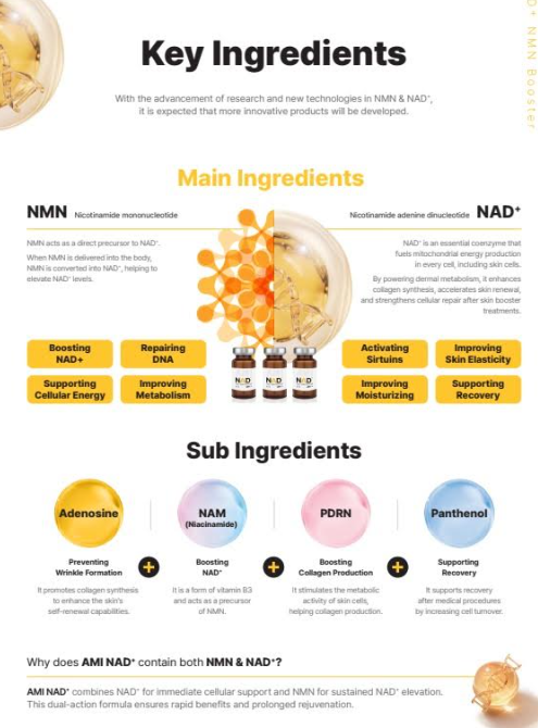 AMI NAD+ (NAD+ UND NMN) HAUTBOOSTER - 1 Ampulle x 5 ml