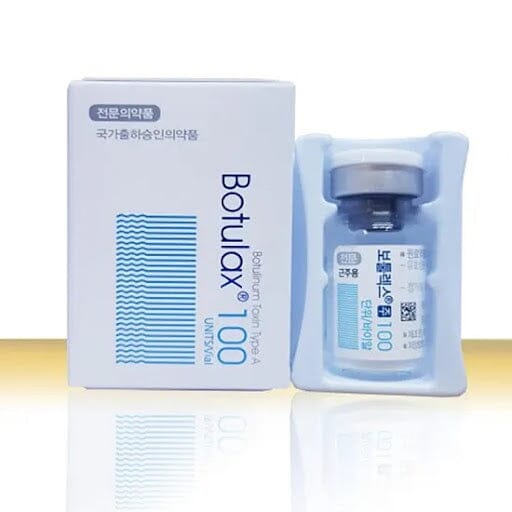 Botulax 100 Units botulinum toxin type A vial and packaging box manufactured by Hugel Pharma