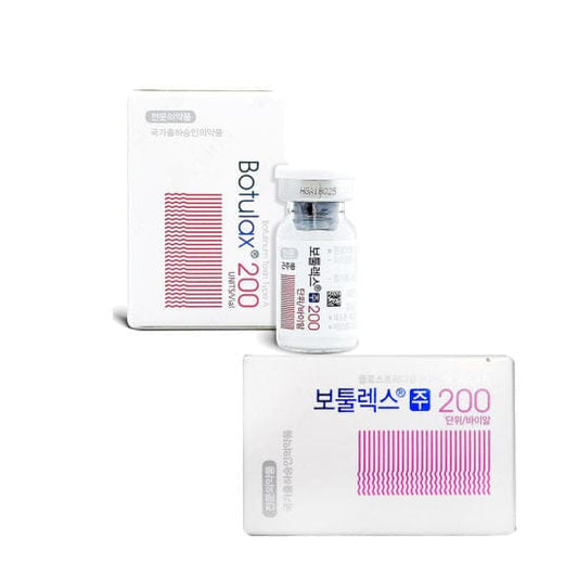 Botulax 200U botulinum toxin type A 200 units vial and packaging box by Hugel